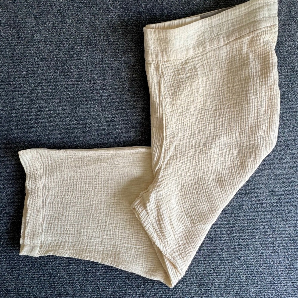 Soft Surroundings Cream Cotton Gauze Wide Leg Crop Pants 5ER85 Ivory NWT Size 3X - Picture 2 of 10